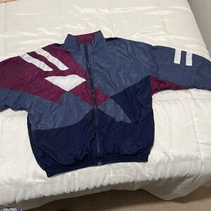 VTG 90S Jacket Men's L Windbreaker Colorblock Striped Full Zip Aviat Sportif